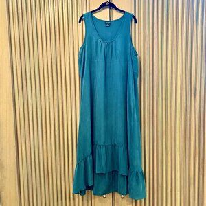 CLUB MONACO 100% silk dress High low hem Sleeveless Tiered Size 12